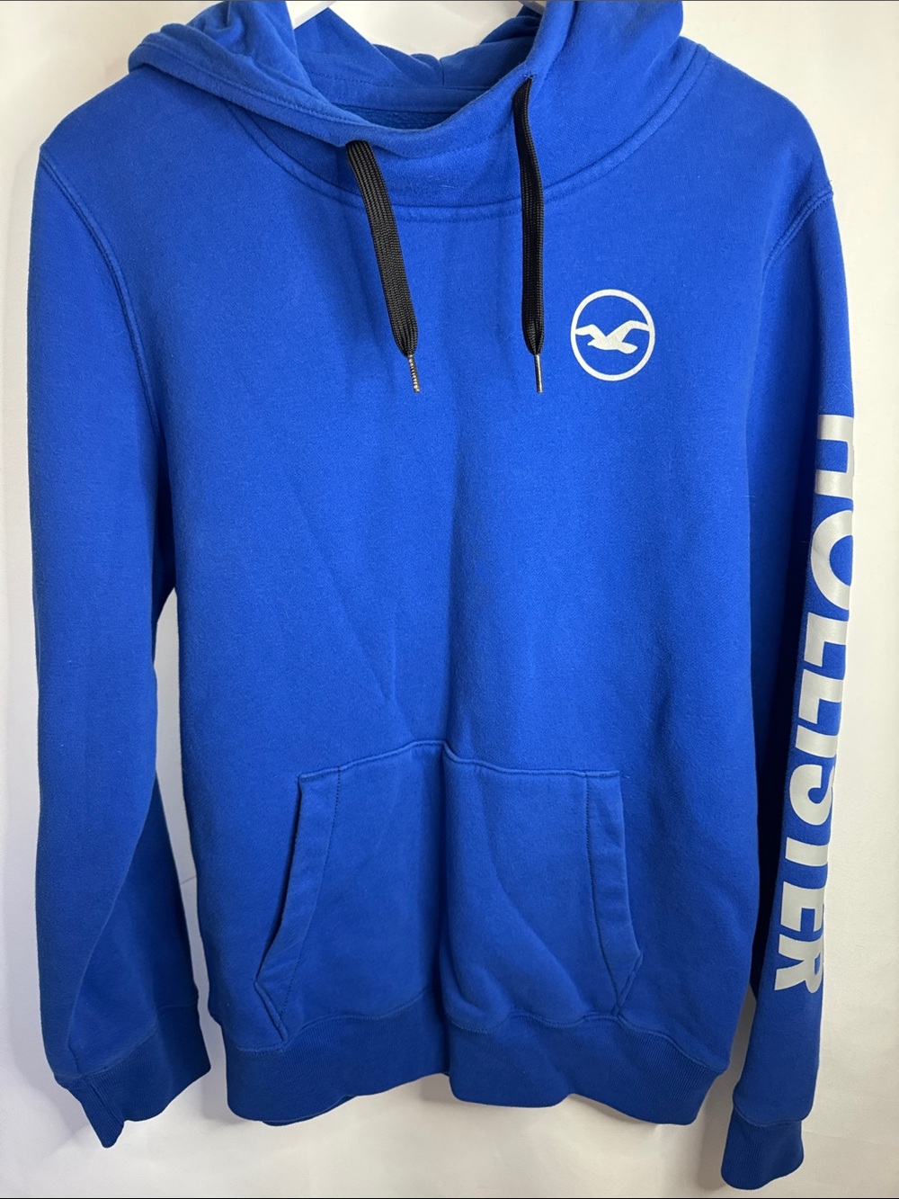 Hollister dodger Blue Pullover Hoodie with Sleeve Logo large